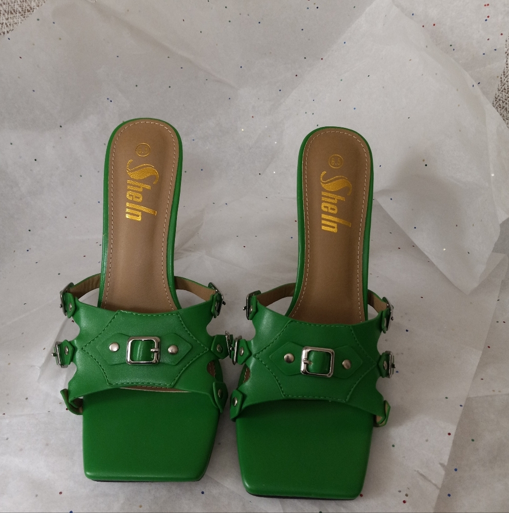 SHEIN Vibrant Green Heeled Sandals